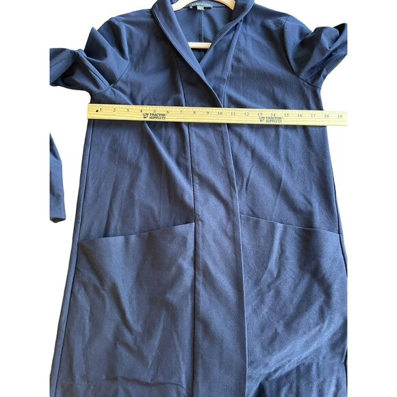 Eileen Fisher Navy‎ Blue Stretch Pockets Open  Front Long Blazer Cardigan Sz XS - Picture 6 of 11